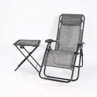 Ensemble de chaises pliantes en métal à double usage avec fauteuil inclinable zéro gravité et table pliante pour le camping en plein air
