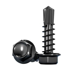 Viti Autoperforanti in Acciaio Inox 304/410 con Testa Esagonale Placcata in Zinco Nero, Metriche M4.8/M6.3 per Lamiera - Product Image 5