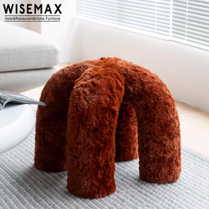 WISEMAX FURNITURE Tabourets bas et poufs <span class=keywords><strong>de</strong></span> style nordique, <span class=keywords><strong>fausse</strong></span> <span class=keywords><strong>fourrure</strong></span> <span class=keywords><strong>de</strong></span> lapin, pouf rond, tabouret créatif pour le salon - Product Image 3