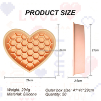 Bol pour chien en silicone alvéolé 2-en-1 Saint-Valentin, compatible lave-vaisselle, avec tapis innovant en forme de cœur pour l'alimentation lente et le léchage