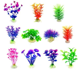 Plantas aquáticas artificiais, plantas aquáticas pequenas de aquário, decorações de tanque de peixes