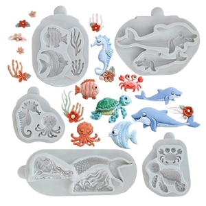 Decoraciones <span class=keywords><strong>de</strong></span> Silicona para Pasteles con Forma <span class=keywords><strong>de</strong></span> Caballito <span class=keywords><strong>de</strong></span> <span class=keywords><strong>Mar</strong></span>, Tortuga, Alga Marina y Sirena, Moldes para Chocolate y Fondant, Antiadherentes y Ecológicos - Product Image 5
