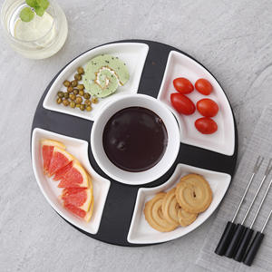 Chocolate <strong>Fondue</strong> Set Ceramic Butter Warmer <strong>Kit</strong> with 4 Forks Serving Trays Melting Hot Pot - Product Image 3