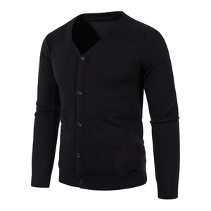 Colección Otoño Invierno ODM, Cárdigan de Lana Casual para Hombre, Talla Grande, Cuello en V, Color Sólido, Abrigo Ajustado con Botones Bordados - Product Image 4