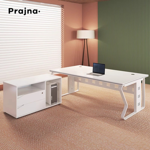 Mesa en Manager Boss CEO Manager Escritorio en forma de L Mesa de oficina ejecutiva de madera blanca para muebles de oficina - Product Image 4