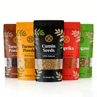 Sachet alimentaire mat personnalisé avec logo, en aluminium Mylar, pochette verticale MOPP VMPET PE avec fermeture éclair pour épices, herbes, poudre de vanille