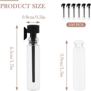 Venta al por Mayor de 100 Piezas de Botellas de Vidrio Transparente de 0.5ml, 1ml, 2ml y 3ml para Muestras de Aceites Esenciales, Frascos con Gotero de Vidrio, Impresión Serigrafiada - Product Image 2