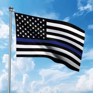 3x5ft Premium Fabric Custom Printed Thin Blue Line <b>Flags</b> Banners Vivid Color Automotive Promotion Advertising Digital Printing - Product Image 6