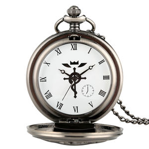 <span class=keywords><strong>Vintage</strong></span> grey Relogio De Bolso Full Metal Alchemist Fob Chain Pendant collana <span class=keywords><strong>orologio</strong></span> <span class=keywords><strong>da</strong></span> tasca - Product Image 2