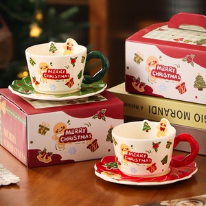 Creative Christmas Cartoon Cute Gingerbread Man Ceramic Mug <b>Set</b> High Temperature Resistant <b>Afternoon</b> <b>Tea</b> Gift - Product Image 1