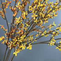 Fleurs de jasmin artificielles en soie jaune de haute qualité, aspect doré, nouvelle feuillage décoratif, plante florale artificielle
