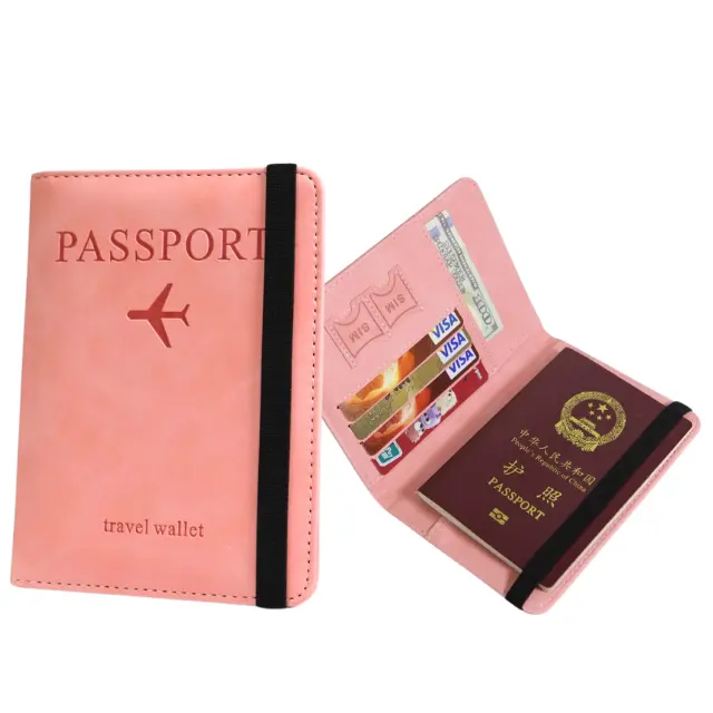 Moda deri PU pasaport tutucu RFID engelleme kartı kılıf kapakları yuvaları koruyucu seyahat cüzdanı elastik porta pasaporte elastik