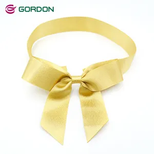 Gordon Ribbons Gold Purl Ribbon Pre-legato Bow Luxury Shinny Packing Bow con elastico per la decorazione della confezione regalo