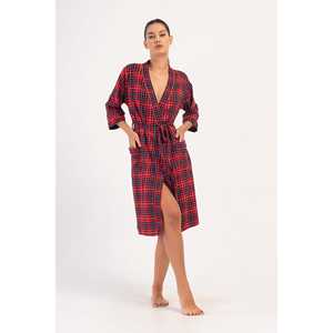 ชุดนอนผู้หญิงหรูหรา แขน 3/4 มีกระเป๋า ผ้าระบายอากาศดี ลายพิมพ์เซ็กซี่ คอเสื้อแบบไร้สาย รับสกรีนโลโก้ ไซส์ใหญ่ สำหรับฤดูใบไม้ร่วง - Product Image 4