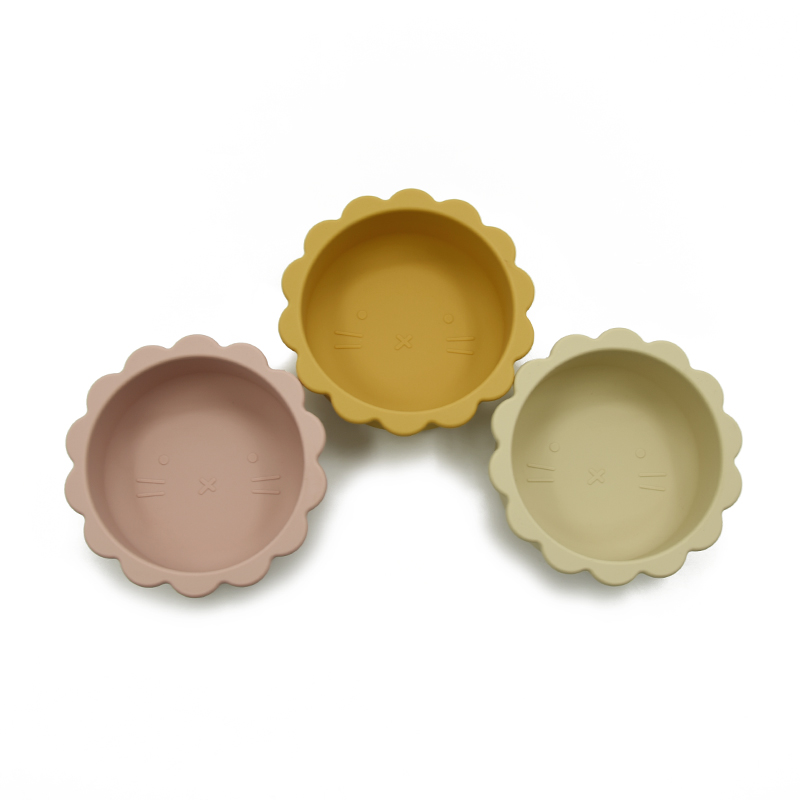 Лидер продаж, детская силиконовая миска в форме льва, Детская силиконовая миска для кормления, силиконовая миска с сильным всасыванием для малышей, обеденные наборы, 50 шт.