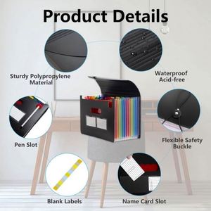 25 Pockets <b>Expanding</b> <b>File</b> <b>Folders</b> with Color Labels,Portable Storage Monthly Bill Receipt Vertical Document Organizer Desktop - Product Image 4