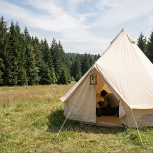 Tienda <span class=keywords><strong>de</strong></span> Campaña Tipo Campana para Glamping y Safari, <span class=keywords><strong>de</strong></span> Lona <span class=keywords><strong>de</strong></span> Algodón Resistente <span class=keywords><strong>de</strong></span> 330 g/m², para 4 Estaciones, con Piso y Bolsa <span class=keywords><strong>de</strong></span> Transporte - Product Image 1