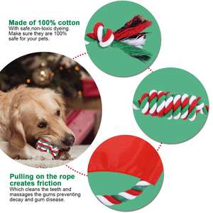Mainan Natal Tali Anjing Stoking Natal Set Hadiah Natal Tali Simpul Chew Ahan Mainan untuk Anjing Sedang dan Besar Gigi Bersih - Product Image 3