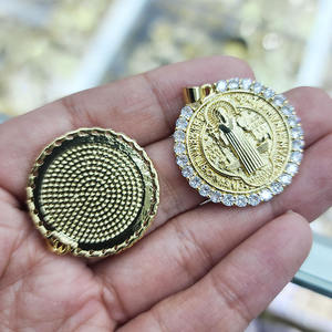 CZ8789 18K oro CZ Pave Santa Iglesia colgante <span class=keywords><strong>San</strong></span> <span class=keywords><strong>Benito</strong></span> <span class=keywords><strong>Abad</strong></span> CZ Jesús y Guadalupe Saint Charm colgantes - Product Image 2