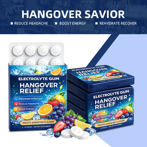 Chewing-gum électrolytique aromatisé aux fruits pour l'hydratation et la récupération après une gueule <span class=keywords><strong>de</strong></span> bois, vente en gros, ODM - Product Image 4