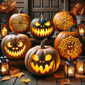 Décorations pour la maison d'Halloween Feng Shui Masques terrifiants en résine Lanternes de citrouille lumineuses Visages humains religieux pour sculptures - Product Image 4