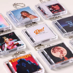 Porte-clés CD en gros de haute qualité, support <span class=keywords><strong>DVD</strong></span>, porte-clés personnalisé avec logo, mini album vierge en acrylique DIY, porte-clés CD musical NFC pour idoles - Product Image 1