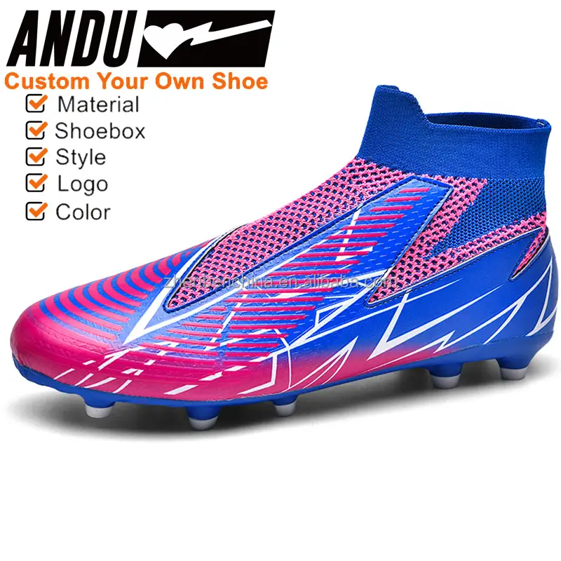 Botas de futebol de alta qualidade para homens High Ankle Spikes Soccer Cleats Custom Made Logo Personalizar Sapatos De Futebol Meninos Crianças