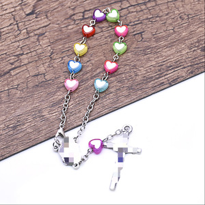 Collier de prière en acrylique coloré en forme de cœur, bijoux religieux pour femmes, cadeau, origine Yiwu - Product Image 2