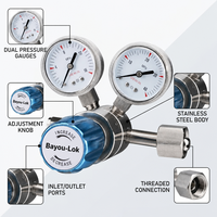 Régulateur de pression d'oxygène en acier inoxydable pour gaz de haute pureté, pour le contrôle des gaz industriels, pour régulateur de pression de gaz GPL et d'hélium
