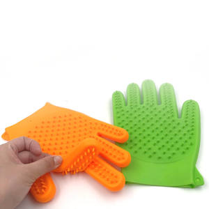 ถุงมือซิลิโคนหรูหราแบบห้านิ้ว สำหรับอาบน้ำและแปรงขนสัตว์  แบบสองด้าน สำหรับขจัดขนสุนัข นวด และแปรงอาบน้ำสำหรับม้า - Product Image 4