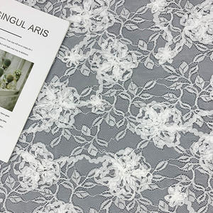 قماش دانتيل فاخر مخملي أفريقي مطرز بالخرز ثلاثي الأبعاد مزين بترتر زهري للملابس والأحذية والحقائب والمنسوجات المنزلية الحد الأدنى للطلب ياردة واحدة - Product Image 3