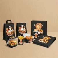 Ensemble d'emballages pour fast-food, impression personnalisée, boîtes en papier jetables avec poignée pour hamburgers, hot-dogs et frites