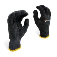 Guantes de Trabajo de Algodón Económicos con Recubrimiento Antideslizante de Puntos Negros en la Palma para Automoción