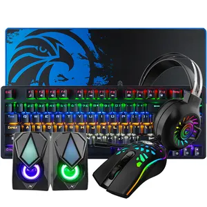 Clavier de jeu ergonomique rvb Led, tapis de souris, casque Combo pour joueur d'ordinateur de bureau