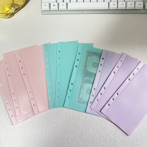 Bán sỉ bền 6 lỗ A6 A7 A5 Frosted nhựa không dây kéo tiền tiết kiệm Túi Ngân Sách chất kết dính Pouch tùy chỉnh tiền mặt phong bì - Product Image 5