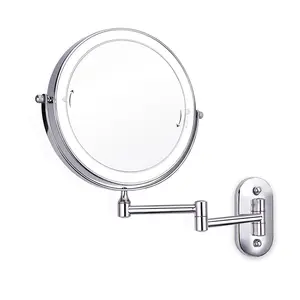 Modern Luxurious Girls Wall Mounted Telescopic Led Makeup Mirror With Led Light