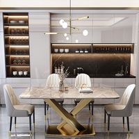 Table à manger rectangulaire moderne en roche, style luxe léger, pour la maison, table et chaises de salle à manger haut de gamme pour le loisir