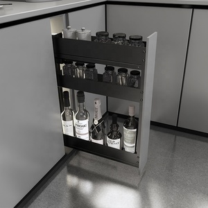 Support de rangement moderne en métal pour bouteilles et bocaux, à 3 niveaux avec plateau coulissant, accessoires pour armoires de cuisine, rangement vertical pour épices 02 - Product Image 2