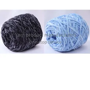 100% Polyester Yarn Solid Dyed Velvet Chenille Blended Yarn for Sewing and Embroidery Recycled and for Crochet Knitting