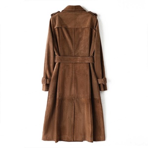 Manteau Trench d'Hiver Haut de Gamme en Daim de Vache Vintage pour Femme, Tissé, Long, Double Boutonnage, Personnalisé et de Luxe - Product Image 2