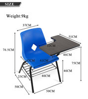 Chaise de formation avec tablette d'écriture et support sous le siège, siège en plastique avec poignée, dossier durable, chaise de classe