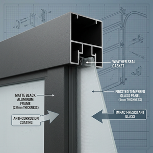 <span class=keywords><strong>Porte</strong></span> <span class=keywords><strong>de</strong></span> <span class=keywords><strong>garage</strong></span> moderne à panneau affleurant en alliage d'aluminium, à bascule, pour entrée résidentielle et extérieur - Product Image 3