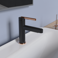 Robinet de salle de bain monocommande monotrou au design moderne, finition chromée, à poser sur le comptoir, avec cartouche céramique