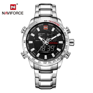 NAVIFORCE 9093 Men Stainless Steel Sport Watches Mens LED Analog Digital Watch Male Stainless Quartz <b>Clock</b> Relogio Masculin - Product Image 1