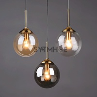 Lustres suspendus en verre pour chambre à coucher Lampes suspendues UL AC 85-265V Boule grise ambre Éclairage nordique pour salle à manger et îlot de cuisine