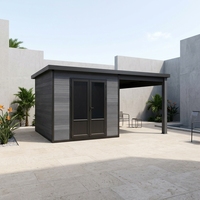 Caseta de herramientas exterior de madera WPC Serie D con protección UV, moderna, ecológica y resistente, para jardín, taller o almacén.