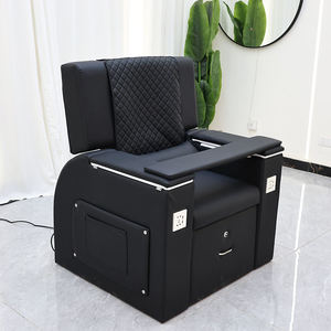 Sillón de Pedicura Negro Ajustable, Reclinable, con Masaje, para Salón de Uñas y Spa, Tapizado en PU, con Estación de Baño para Pies - Product Image 2
