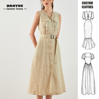 Fabricant de vêtements Vêtements pour femmes de luxe personnalisés Vêtements pour dames Robes décontractées Robe en lin pour femmes