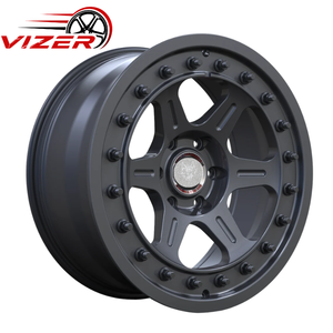Ruedas de Repuesto <span class=keywords><strong>Vizer</strong></span> de 16-18 Pulgadas, 8.5J 9J, Todoterreno, Aleación de Aluminio 6061 T6, Superficie Plateada Brillante Mecanizada, Estilo Beadlock - Product Image 3