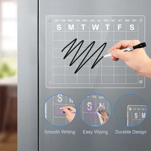 Lavagna magnetica acrilica cancellabile a secco e calendario Set trasparente di 2 lavagna bianca a secco per frigorifero